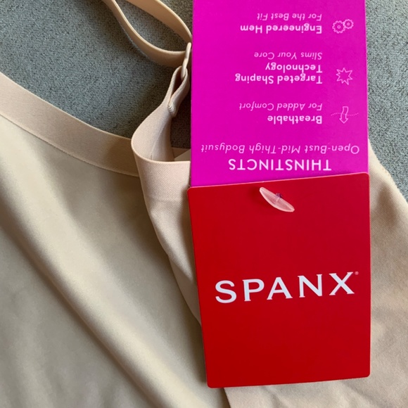 Spanx Trust Your thinstincts Mid Thigh Bodysuit MEDIUM Beige - Picture 11 of 14